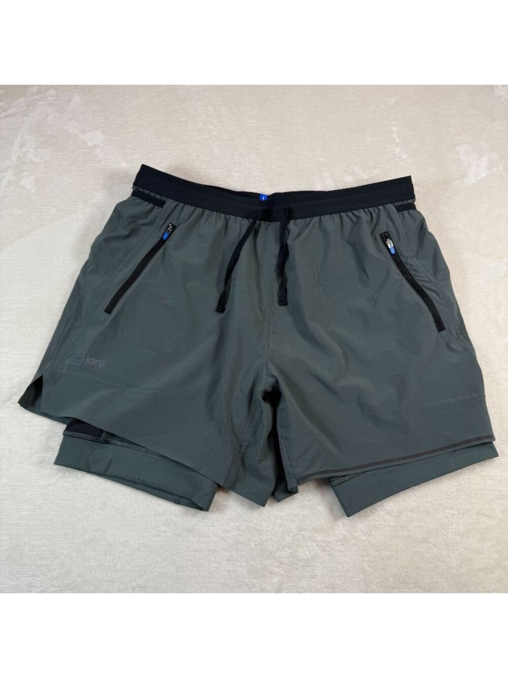Janji Mens M 5" AFO Middle Short Ultra Running Gray Lined Athletic Training Perf